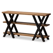 Baxton Studio Duchaine Vintage Rustic Industrial Style Wood and Dark Bronze-Finished Metal Console Table